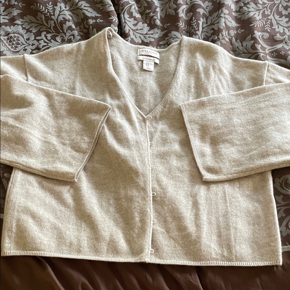 Laura Ashley Light Beige Cardigan cashmere sweater